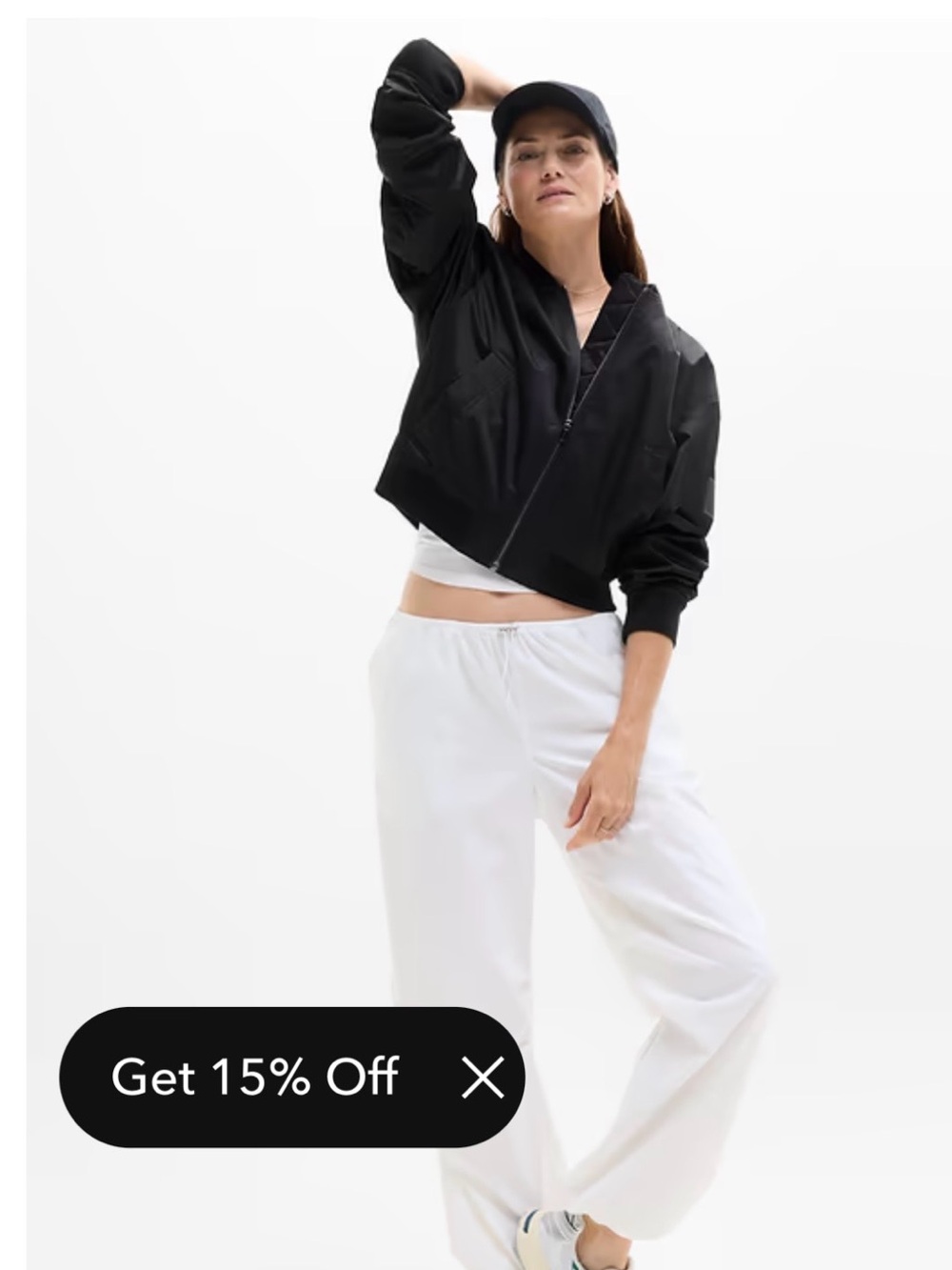 Athleta Black Cropped Zip Bomber Jacket small
